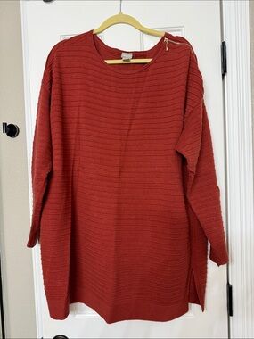 Chico's Brick Red Ribbed Tunic Top